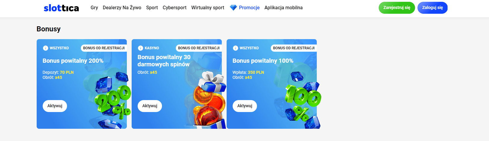 slottica kasyno bonus za rejestrację i darmowe spiny